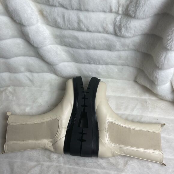 New with box Just Fab Candide Beige vegan leather beige platform boots size 8 - Picture 4 of 11
